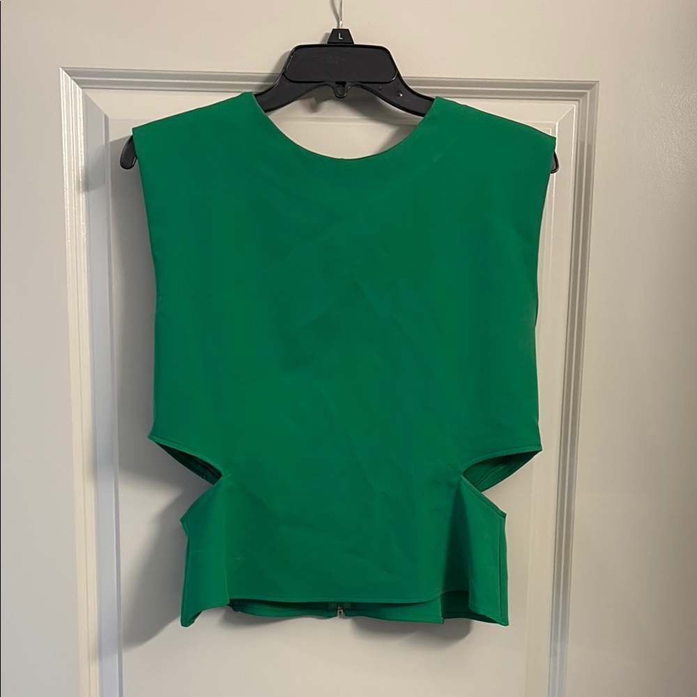 Zara Green Cut Out Top — L